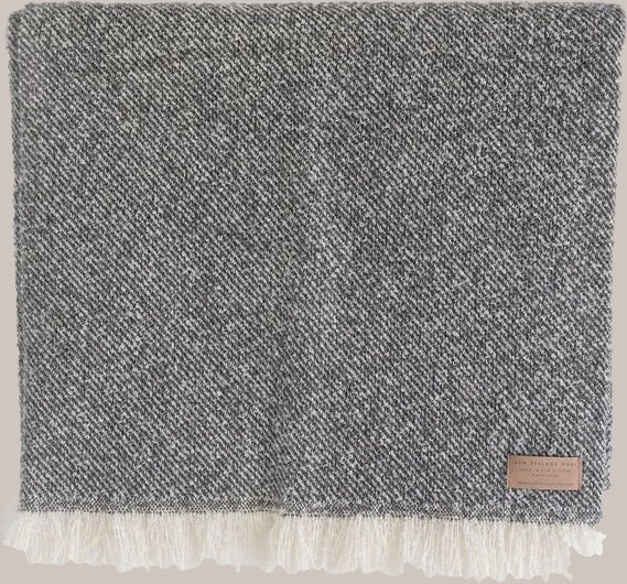 Masterweave wool twill throw, grey (folded over rail)
