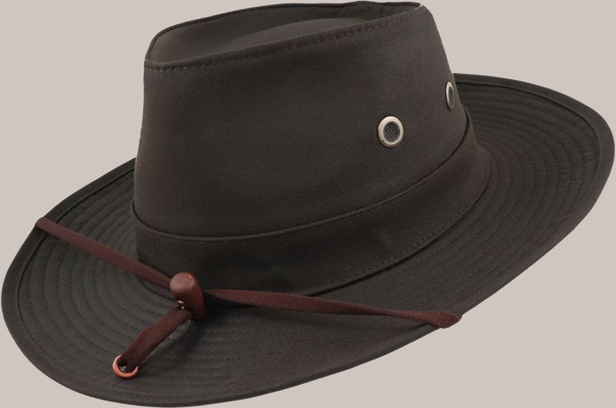The Mackenzie oilskin wide-brim hat (Midnight Brown)