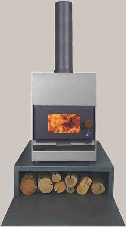 Pyroclassic IV wood fire (silver, with woodbin base)