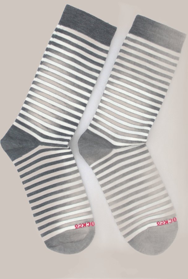 Socks Merino Stripe (Grey Marle)