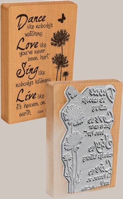 Wood-mounted rubber stamp (with cling-foam die shown)