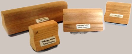 Wooden-handle custom rubber stamps (group of four)