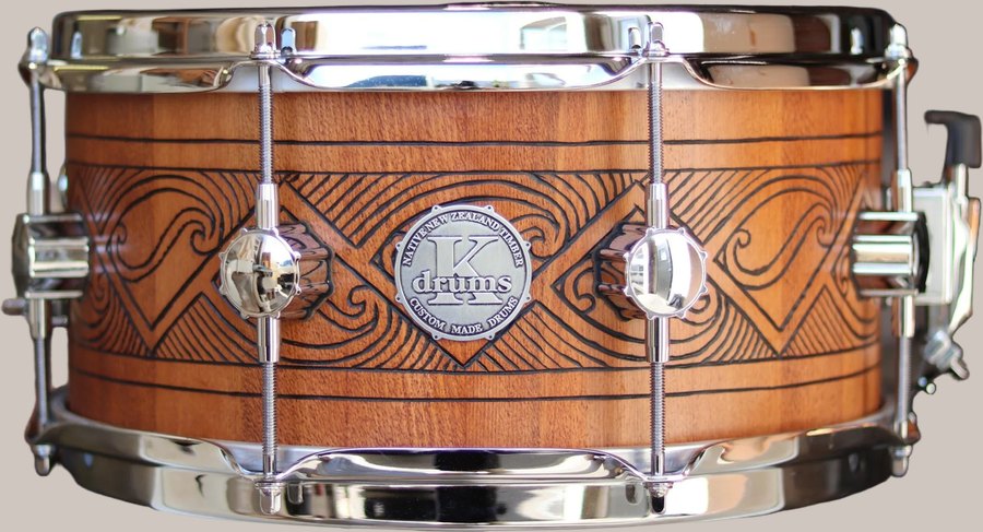 Carved native-timber snare drum